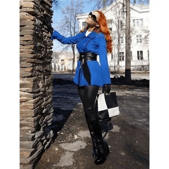 Black Knot Decor Wide Wrap Around Obi Corset Black Belt SIZE L-XL NEW - Picture 2 of 14